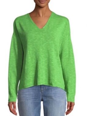 Eileen Fisher V Neck Green Sweater